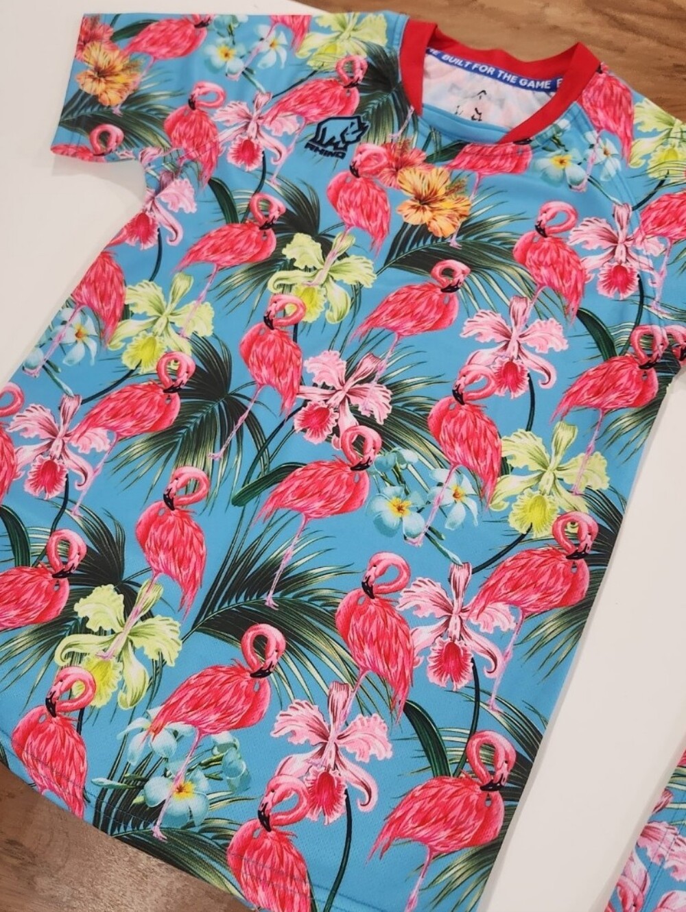 Rhino Soccer Flamingo Print Jersey Youth Large Tropical Athletic Shirt Unisex